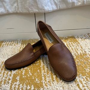 David Taylor Leather Loafer "Miami" Slip-On Shoe, Brown, Mens Size 12M, '574'